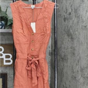 Linen coral sleeveless one piece, A New Day, size L